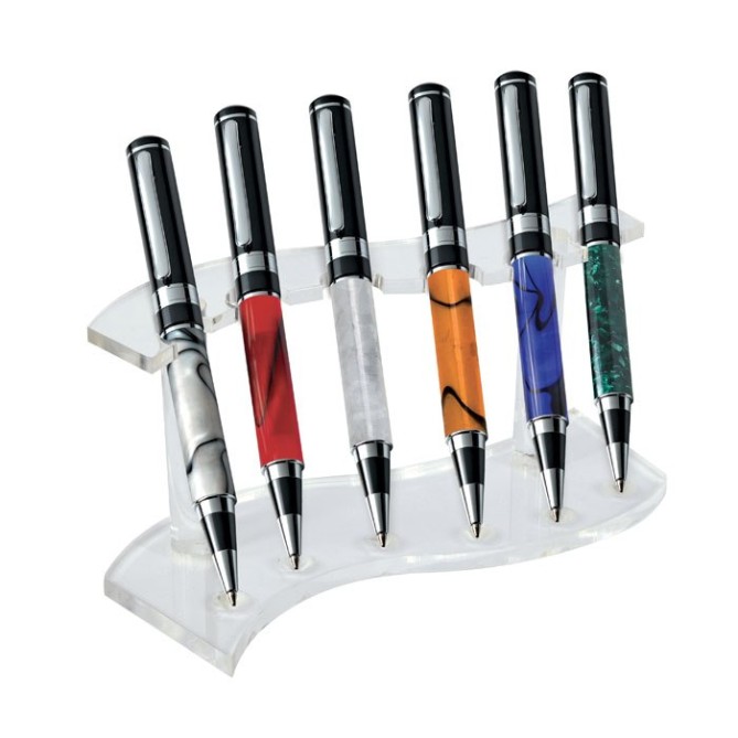 Espositore per Penne in Plexiglass Trasparente, 6 Posti, 16,5 x 8,8 x 7,5 cm 2
