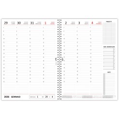 Agenda settimanale 2026 spiralata plastificata 21x30cm A4 bianco 3