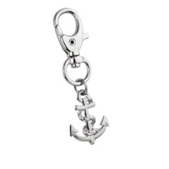 Portachiavi con Moschettone e Ciondolo Ancora Nautica in Metallo Argentato, Accessorio Decorativo 1
