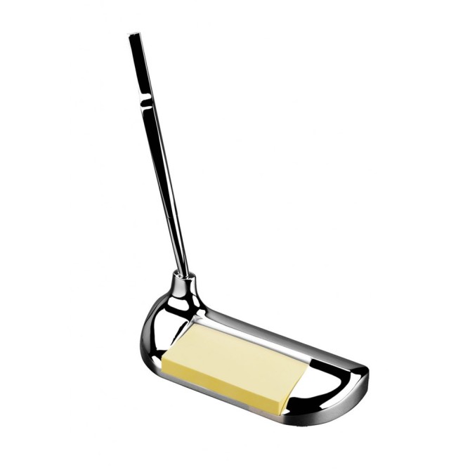 Stiloforo Elegante a Forma di Mazza da Golf, Metallo Cromato, con Portafogliettii, Base Ovale 1