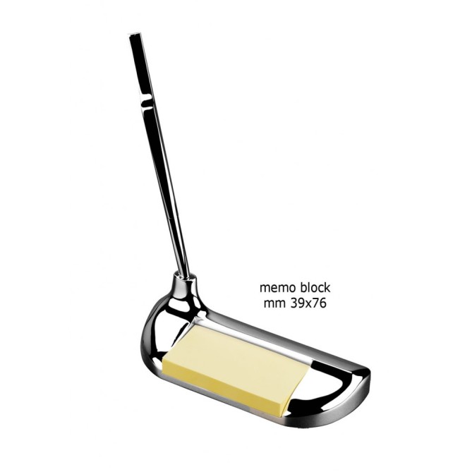 Stiloforo Elegante a Forma di Mazza da Golf, Metallo Cromato, con Portafogliettii, Base Ovale 2
