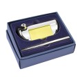 Stiloforo Elegante a Forma di Mazza da Golf, Metallo Cromato, con Portafogliettii, Base Ovale 3