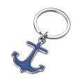 Portachiavi ad Ancora Nautico, Metallo Lucido con interno in Smalto Blu, 7,5 x 3,5 cm 1