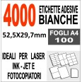 Etichette Adesive 52,5x29,7 Scatola 100 Fogli A4 4000 Etichette Stampa Laser E Inkjet 1