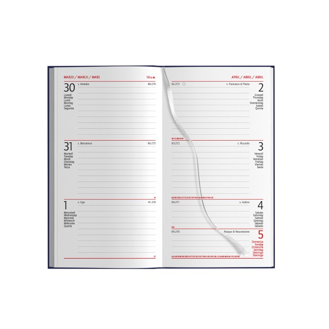 Agenda settimanale tascabile 2026 tessuto - 8x15cm multilingua 14