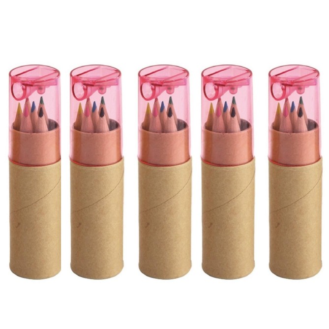 5 Pezzi Di Set Composto Da 6 Mini Matite Con Temperino E Astuccio 4