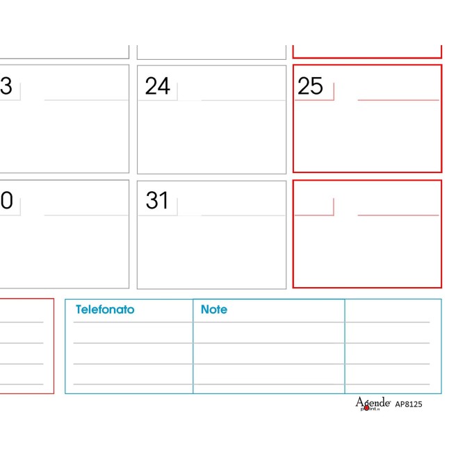 Planning mensile 2026-2027 spiralato 30x42cm A3 (bi-annuale) ROSSOBLU 2