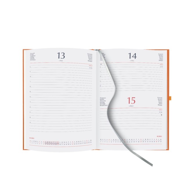 Agenda giornaliera 2026 chiusura elastico 15x21cm A5 multilingua 11