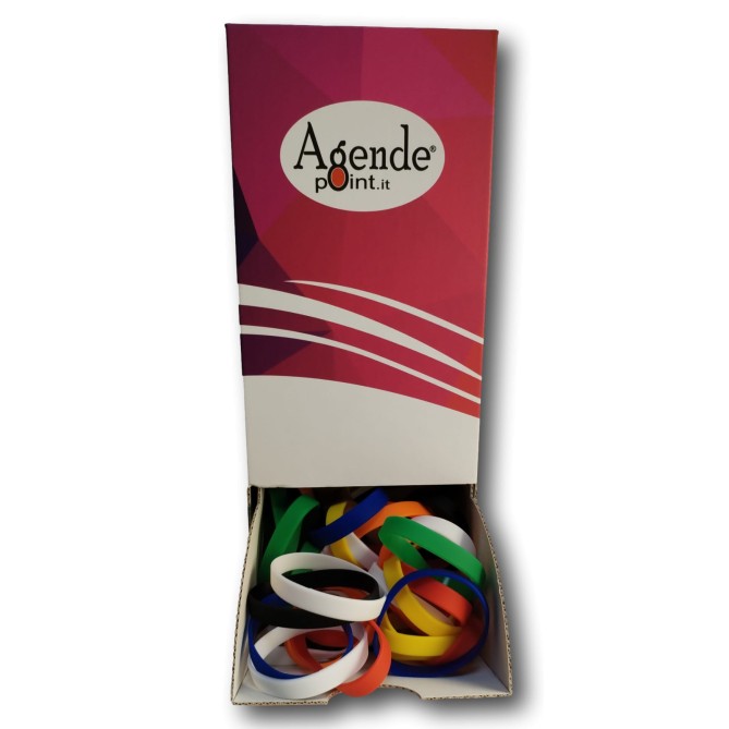 Espositore da 160 pezzi di Bracciale In Silicone , in 8 vari colori , Per Feste Piscine Brand E Discotechecm. 20x1,2 11