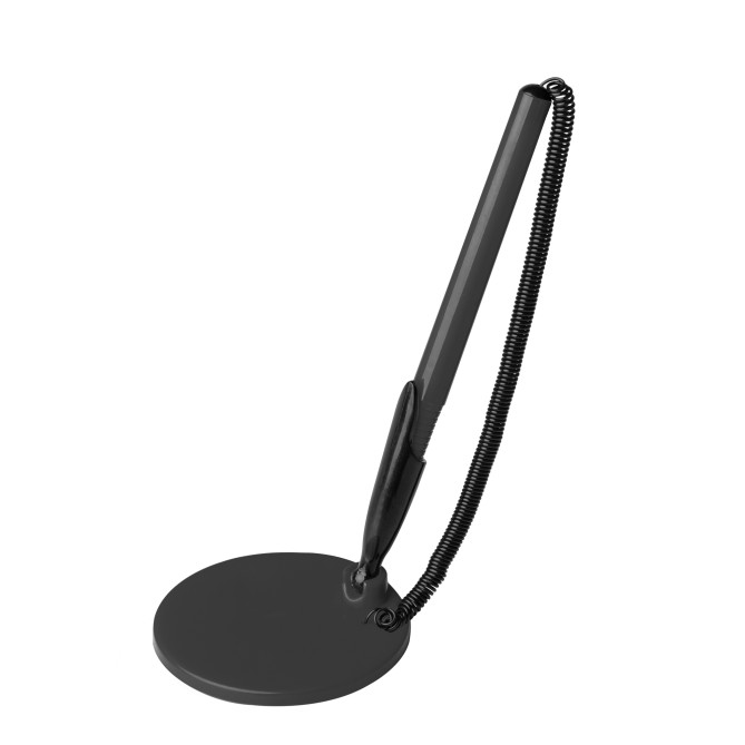 Stiloforo A Sfera Con Molla Catenella E Base Adesiva Nero Utile Per Reception Varie Attività 2