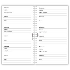 Libro delle password spiralato ,  9,5x17cm , 50 fogli per 300  password per Wi-fi, internet, carte credito ecc 1