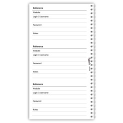 Libro delle password spiralato ,  9,5x17cm , 50 fogli per 300  password per Wi-fi, internet, carte credito ecc 1 2