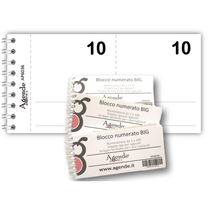 3 Blocchi Numerati BIG da 1 A 100 SPIRALATI 7x15 con righe per appunti -  per sorteggi e parcheggi 1