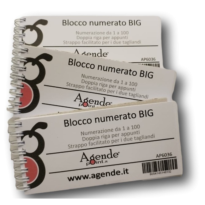 3 Blocchi Numerati BIG da 1 A 100 SPIRALATI 7x15 con righe per appunti -  per sorteggi e parcheggi 2