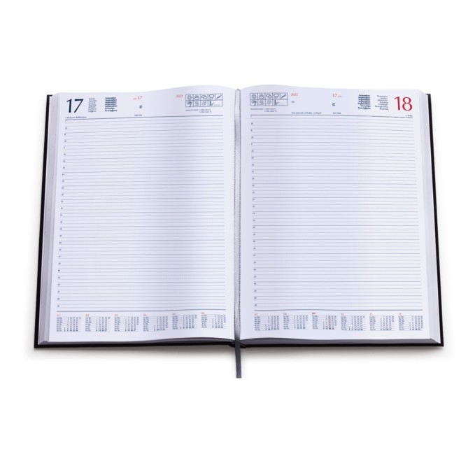Agenda giornaliera 2026 matra 21x30cm A4 sab dom separati multilingua nero 2