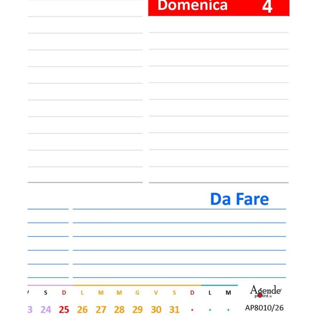 Planning Agenda 2026 Da Tavolo ,21x30cm A4, Carta 90 Gr A Colori Colors 3