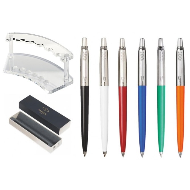Parker Jotter Set Penne Colorate, 6 Pezzi con Espositore in Plexiglass e Scatole Regalo, Colori Classic 9