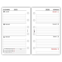 Ricambio Agenda Organizer Settimanale 2026, 7x12cm, 90gr, Bianco 2