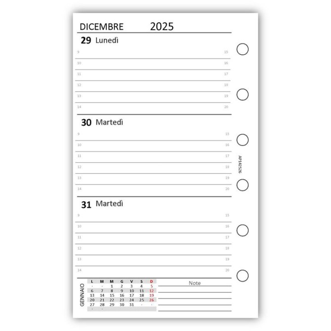 Ricambio Agenda Organizer Settimanale 2026, 7x12cm, 90gr, Bianco 4