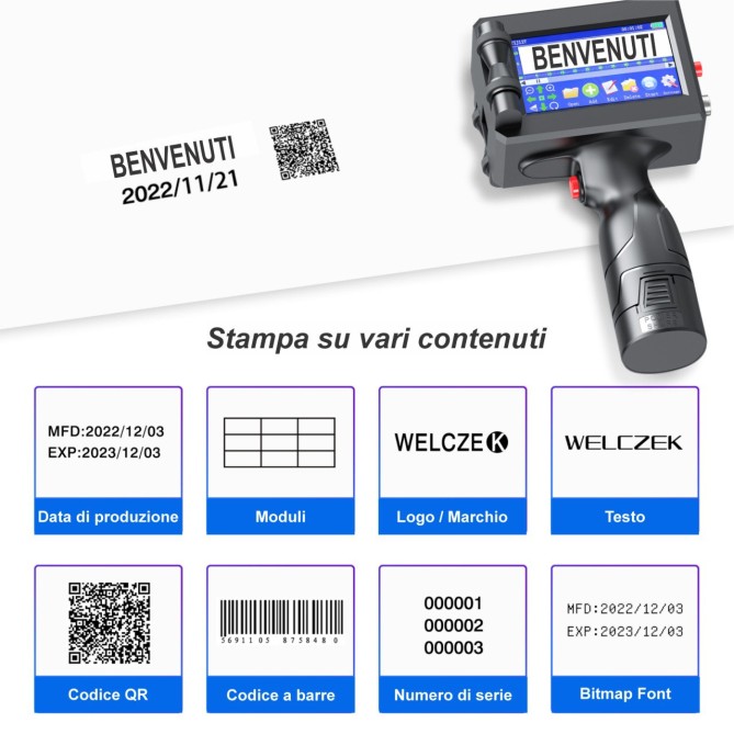 TIJ127 Stampante Palmare Portatile a Getto D'inchiostro Portatile - Touch da 4,3 Pollici per Logo/Immagine/Codice a Barre 4