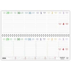 Planning settimanale 2026 COLORS spiralato 10x30cm su due pagine ,orario 8-22,  giorni in 7 vari colori 1
