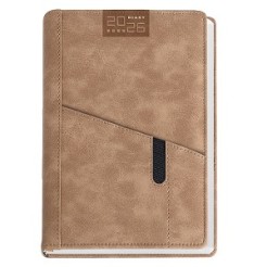 Agenda giornaliera 2026 poliestere 15x21cm A5 tasca porta penna sabbia 2