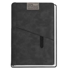Agenda giornaliera 2026 poliestere 15x21cm A5 tasca porta penna nero 2