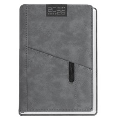 Agenda giornaliera 2026 poliestere 15x21cm A5 tasca porta penna grigio 2
