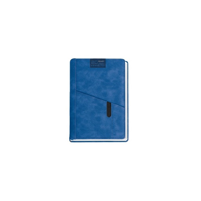 Agenda giornaliera 2026 poliestere 15x21cm A5 tasca porta penna Blu Royal 2