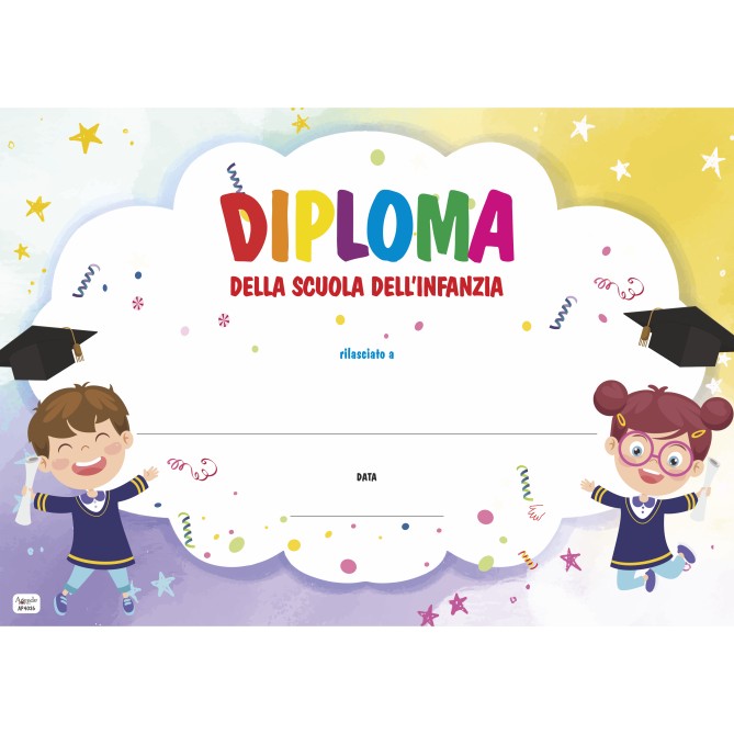 Diploma della scuola dell'infanzia A4 - in cartoncino decorativo festoso 21x29,7 cm 2