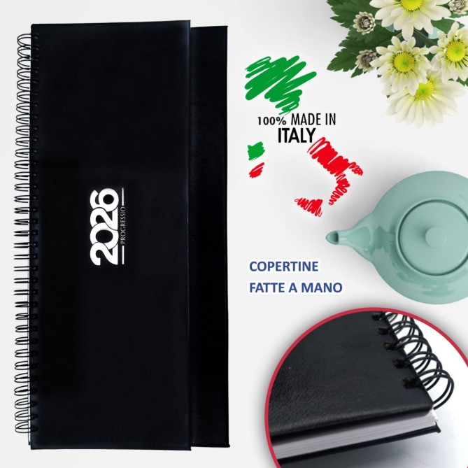 Planning settimanale in EcoPelle 2026 spiralato 14x30cm - Planner Fatto a mano - Made in Italy 3