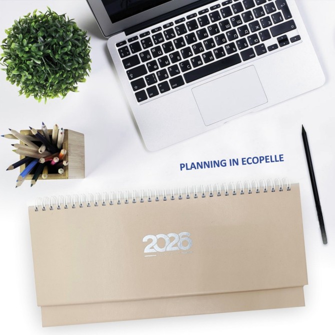 Planning settimanale in EcoPelle 2026 spiralato 14x30cm - Planner Fatto a mano - Made in Italy 3