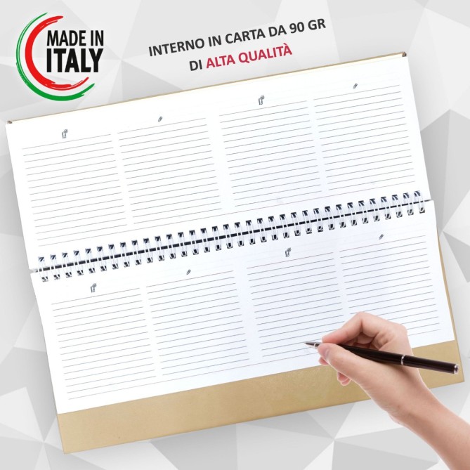 Planning settimanale in EcoPelle 2026 spiralato 14x30cm - Planner Fatto a mano - Made in Italy 4