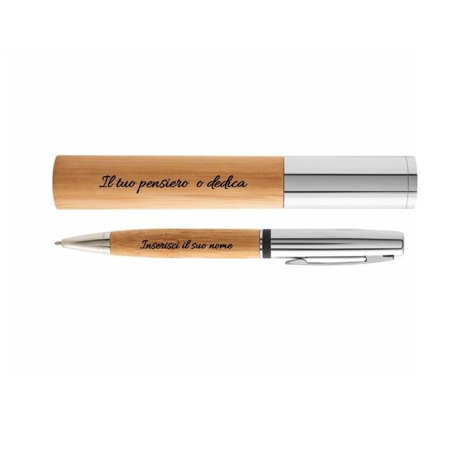 Penna In Bamboo E Astuccio In Metallo 9