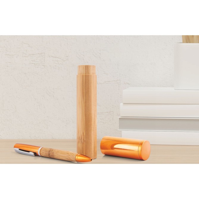 Penna In Bamboo E Astuccio In Metallo 14