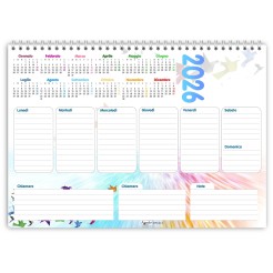 Planning Settimanale A4 2026, 21x30 cm, 55 Fogli, Spiralato con Calendario Annuale, Design Uccelli 2