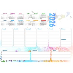 Planning Settimanale A4 2026, 21x30 cm, 55 Fogli, Spiralato con Calendario Annuale, Design Uccelli 2 2