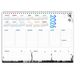 Planning Settimanale A4 2026, 21x30 cm, 55 Fogli, Spiralato con Calendario Annuale, Design Natura Black 2