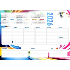 Planning Settimanale A4 2026, 21x30 cm, 55 Fogli, Spiralato con Calendario Annuale, Design Arcobaleno 2 2
