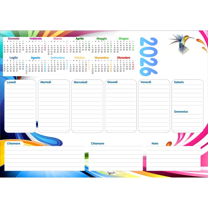 Planning Settimanale A4 2026, 21x30 cm, 55 Fogli, Spiralato con Calendario Annuale, Design Arcobaleno 3