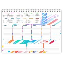 Planning Settimanale A4 2026, 21x30 cm, 55 Fogli, Spiralato con Calendario Annuale, Design Linear 2