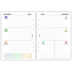 Ricambio Agenda Settimanale A5, 15x21cm, 2026 ,   6 Fori, Carta 90gr, Layout con Griglia Appunti 2