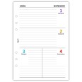 Ricambio Agenda Settimanale A5, 15x21cm, 2026 ,   6 Fori, Carta 90gr, Layout con Griglia Appunti 4