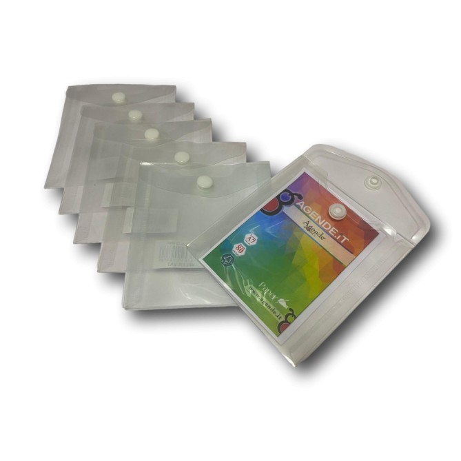 Buste Con Bottone Trasparenti 6 Pezzi - 10 x 11,5 cm - Bottone In Plastica 1