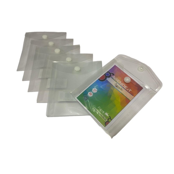 Buste Con Bottone Trasparenti 6 Pezzi - 10 x 11,5 cm - Bottone In Plastica 2