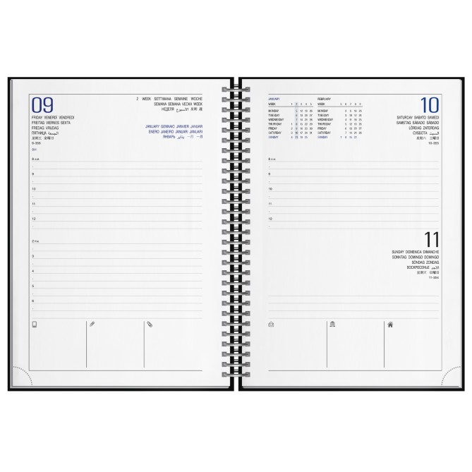 Agenda giornaliera organizer 2026 spiralata termovirante 15x21cm A5 multilingua 6