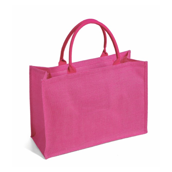 Borsa Arianna in juta tinta laminata con manici in corda da 50cm, chiusura zip e taschino interno - Dimensioni 48x34x19. 4