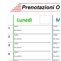 Planning da tavolo A3 spiralato PRENOTAZIONE OSPITI  - 20 ingressi per giorno - 30x42 cm  - 55 fogli 2 2
