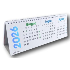 Calendario da Tavolo Trittico 2026, 3 Mesi a Vista, Formato 10x30 cm, Design Colorato con Mese Corrente al Centro 1