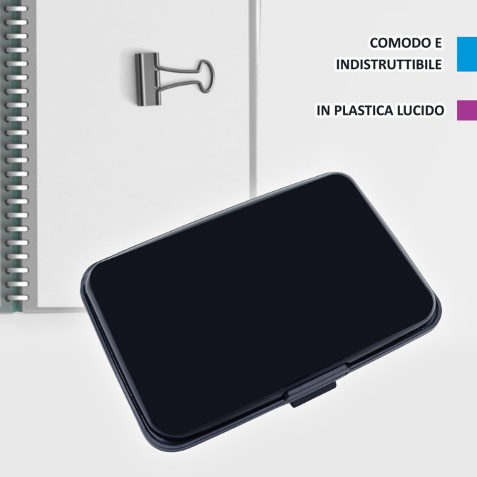 Porta Carte Di Credito E Bancomat Rigido Con Apertura A Soffietto In Plastica 6 Posti 12